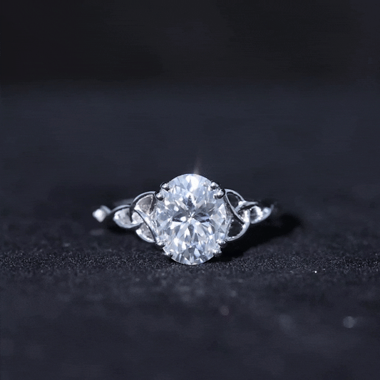 Oval Moissanite Engagement Ring with Celtic Band