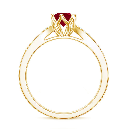 Real 0.6 Carat Ruby Engagement Ring with Diamond for Women