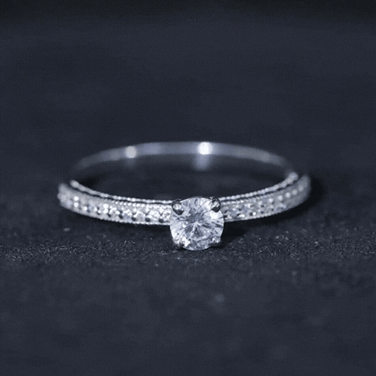 0.5 Carat Moissanite Solitaire Engagement Ring with Milgrain