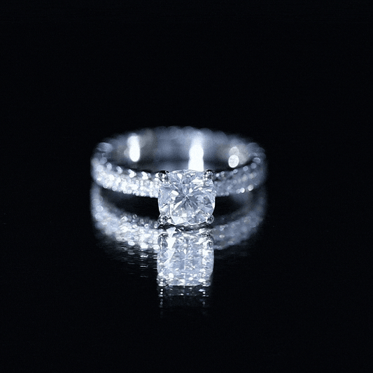 1.7 Carat Certified Cushion Cut Moissanite Solitaire Engagement Ring