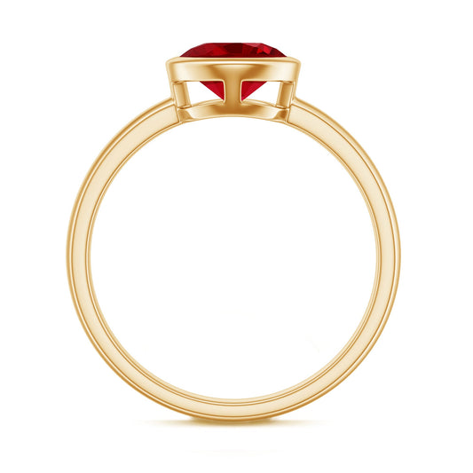 Bezel Set 2.3 Carat Lab Created Ruby Solitaire Engagement Ring