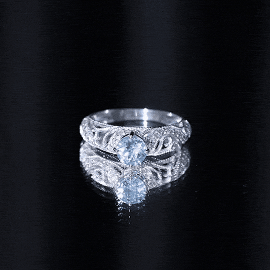 0.8 Carat Vintage Style Aquamarine and Diamond Engagement Ring