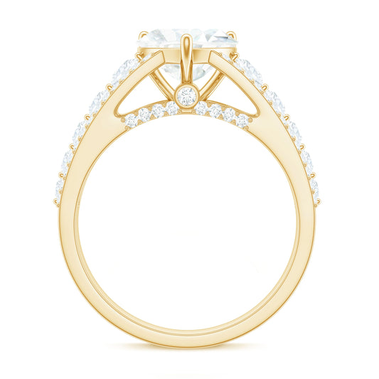 2 Carat Heart Moissanite Solitaire Statement Ring With Side Stones