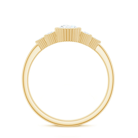 0.7 Carat Pear Shaped Moissanite Classic Engagement Ring with Beaded Details