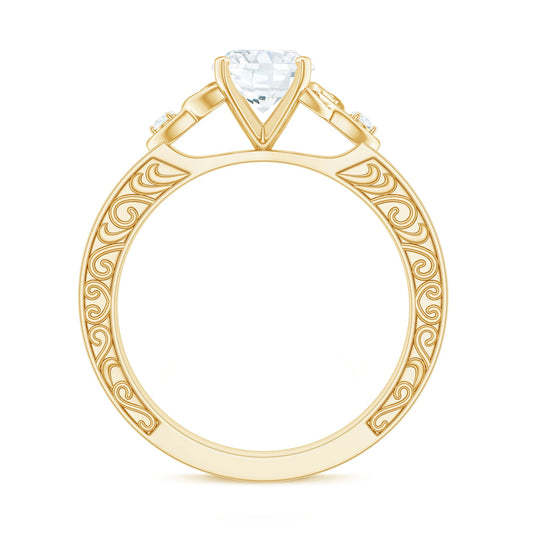 1.2 Carat Oval Cut Moissanite Celtic Engagement Ring with Engraving Details