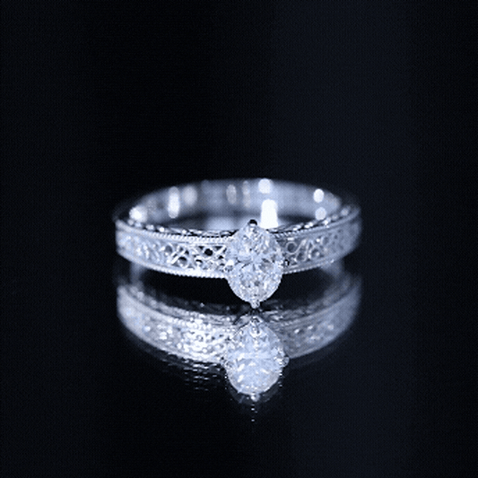 1.2 Carat Moissanite Oblong Engagement Ring with Filigree Shank