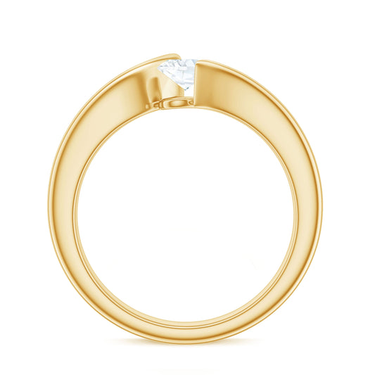 0.4 Carat Oval Cut Moissanite Solitaire Bypass Ring