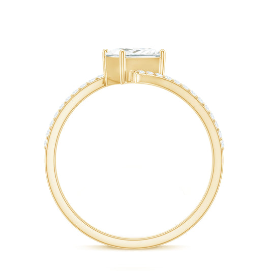 Certified Princess Cut Tilted Moissanite Solitaire Promise Ring