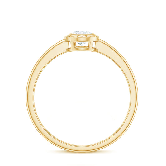 0.4 Carat Oval Cut Moissanite Solitaire Ring in Bezel Setting