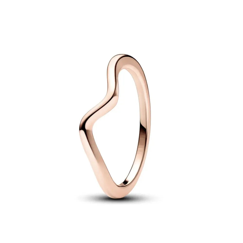 Rose Gold Clor Flower Heart Pink Ring New Hot Selling Rings Suitable For Matching DIY Birthday Gift 925 Silver