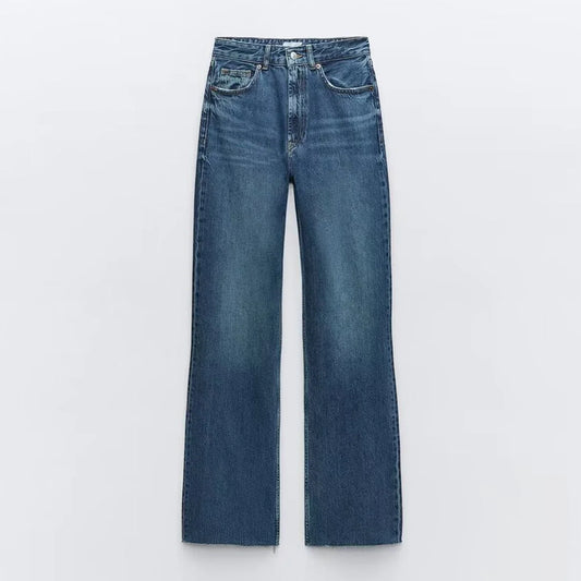 Women's High Waist Wide Leg Denim Pants