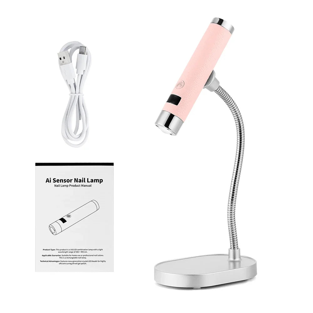 Portable Nail Dryer Light UV Nail Lamp Rechargeable Gel Nails Lamp With Flexible Hose LED Therapy Light Nail Art Tools