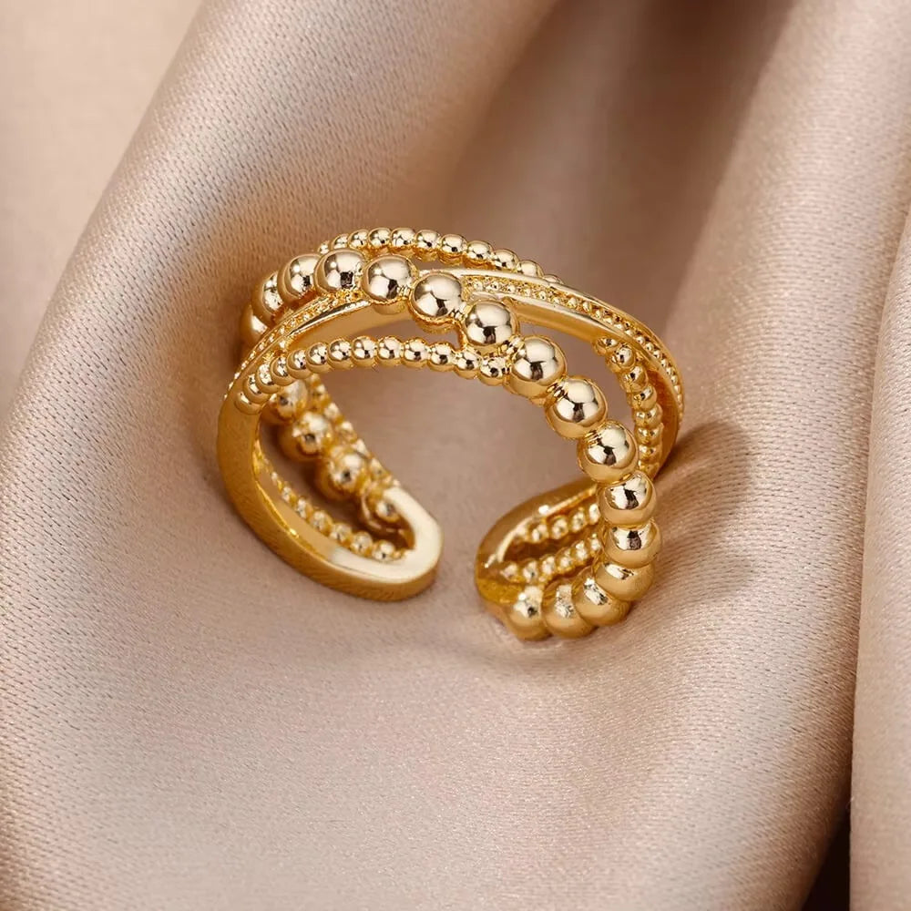 Irregular Heart Design Stainless Steel Open Rings For Women Gold Color Wedding Aesthetic Ring Jewelry Accessories Christmas Gift