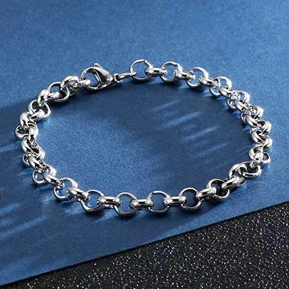 DOTIFI Stainless Steel Bracelet Hip-Hop Punk Style Simple Round Buckle Chain Fashion Personalized Jewelry Female Party Gifts