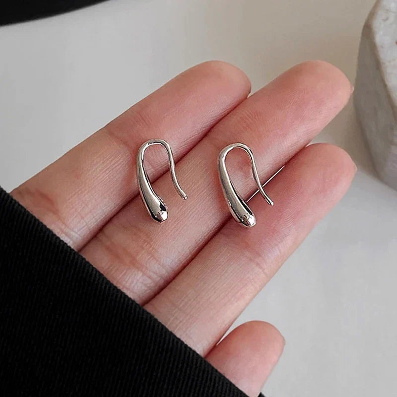 Sliver-plated Water Drop Shape Earrings for Women Simple Temperament Ins Retro Jewelry Party Birthday Gifts