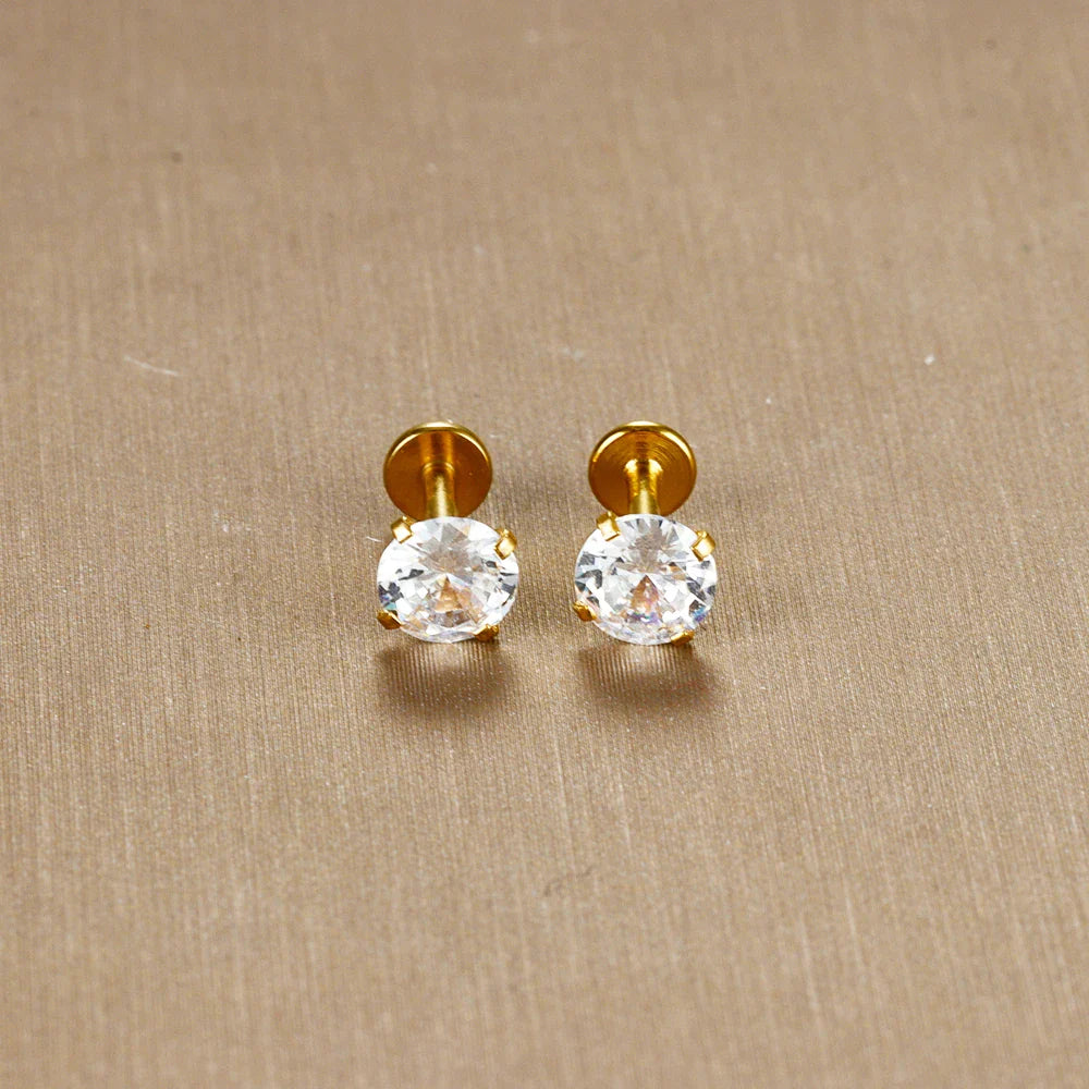 2PC Labret Tragus Stud Earrings 16G Surgical Stainless Steel CZ Crystal Monroe Helix Cartialge Conch Medusa Lip Body Piercing