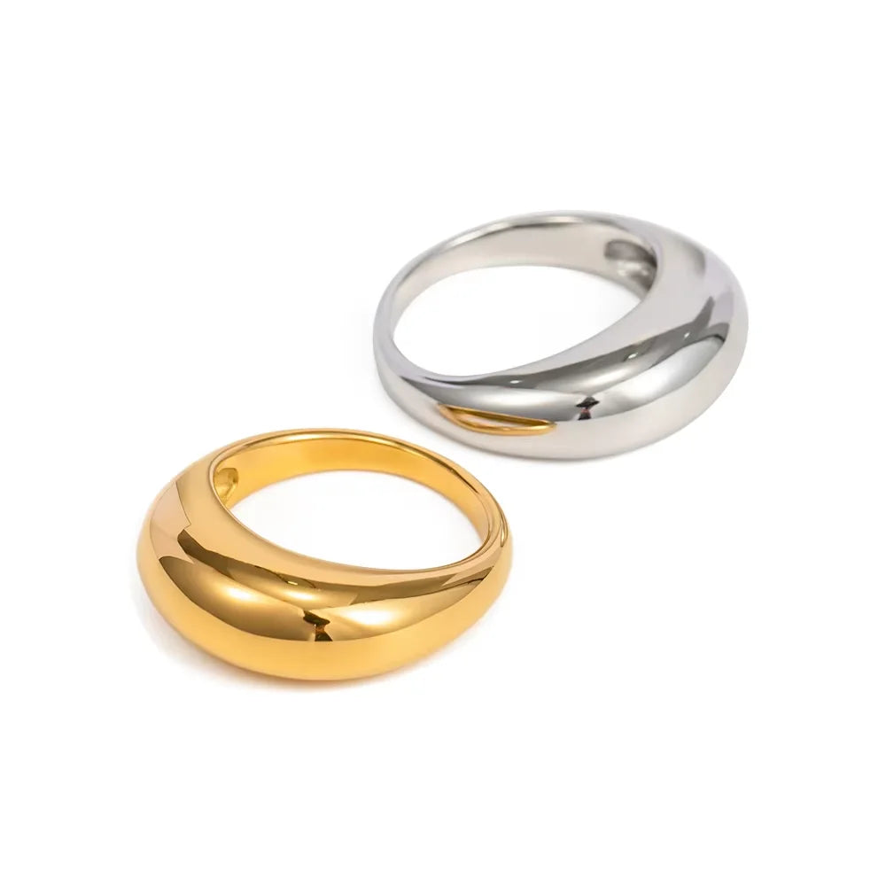 SUNIBI Fashion Simple Stainless Steel Rings for Women Arc Rings Jewellery Couple Anniversary Geometric Ring Size 5 6 7 8 Jewelry