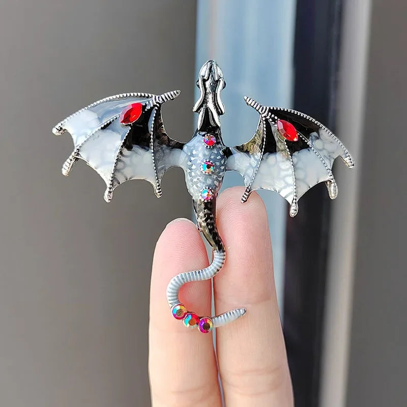 Fashion Enamel Dragon Brooches For Men Women Rhinestone Flying Dragon Clothes Suit Party Office Brooch Pins Jewelry Accessories