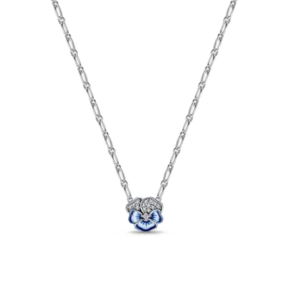925 Sterling Silver Heart Bow Necklace Fit Christmas Jewelry For Women DIY Making Party Wedding Gift