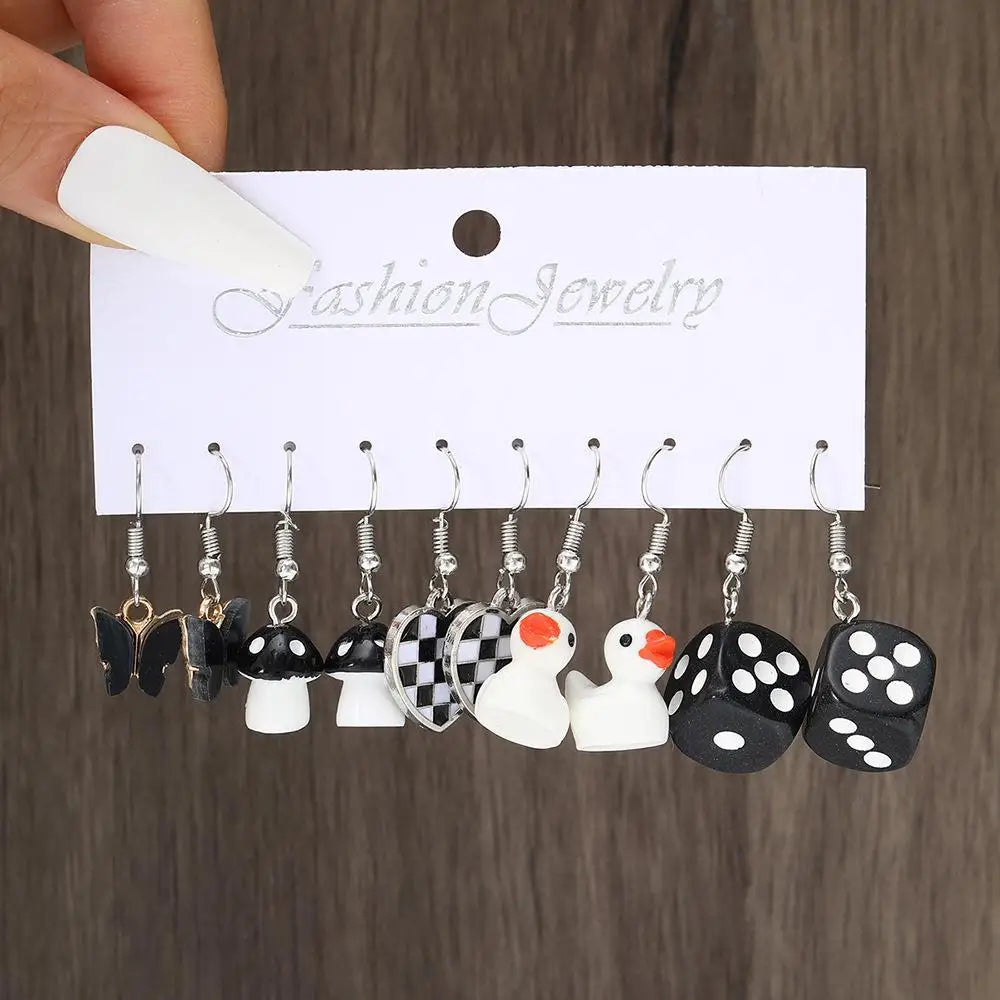 New Fashion Cute Cartoon Pink Earring Set Colorful Dopamine Acrylic Earrings for women Girls New Trendy Jewelry Accessories Gift