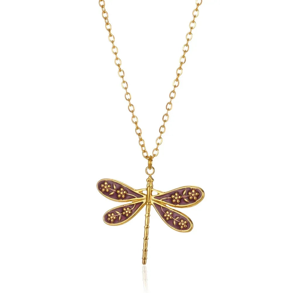 Stainless Steel Dragonfly Necklaces For Women 18K Gold Plated DragonflyPendants Choker Insect Jewelry Gift