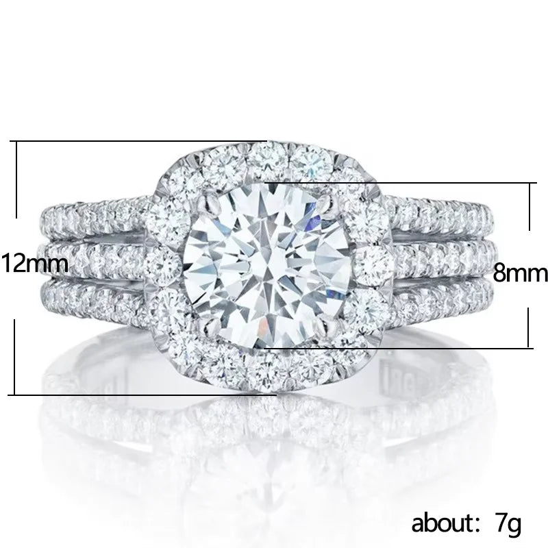 925 Sterling Silver Sparkling Full Zircon Square Geometry Rings for Women Gift Party High Quality stylish Jewelry Hot Sales