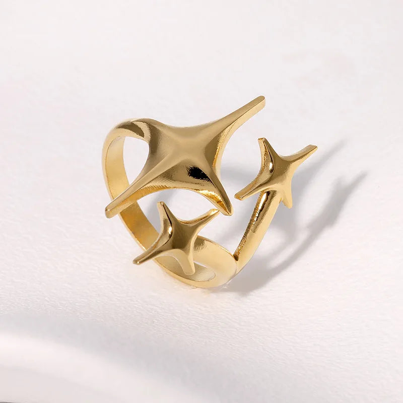 New European American Stainless Steel Ring Niche Teenage Design Featuring Star Like Minimalist Cool Personalized Temperament