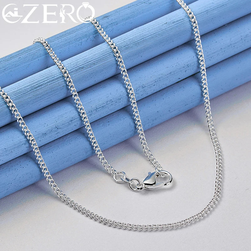 ALIZERO 40-70cm 925 Sterling Silver 2mm Side Chain Necklace For Women Men Wedding Party Fashion Charm Jewelry Gift