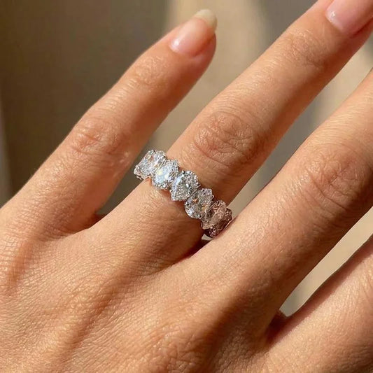 925 Sterling Silver Pear Cubic Zircon Promise Rings for Women Fashion Luxury Wedding Band Accessories Female Jewelry Gift
