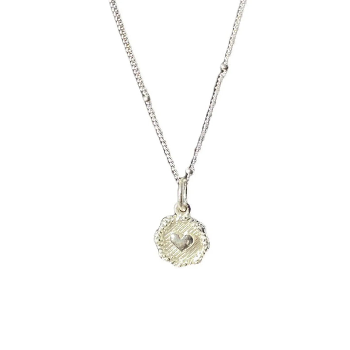 925 Sterling Love Heart Texture Bead Necklace for Women Girl Stereoscopic Design Double Sided Jewelry Gift Wholesale