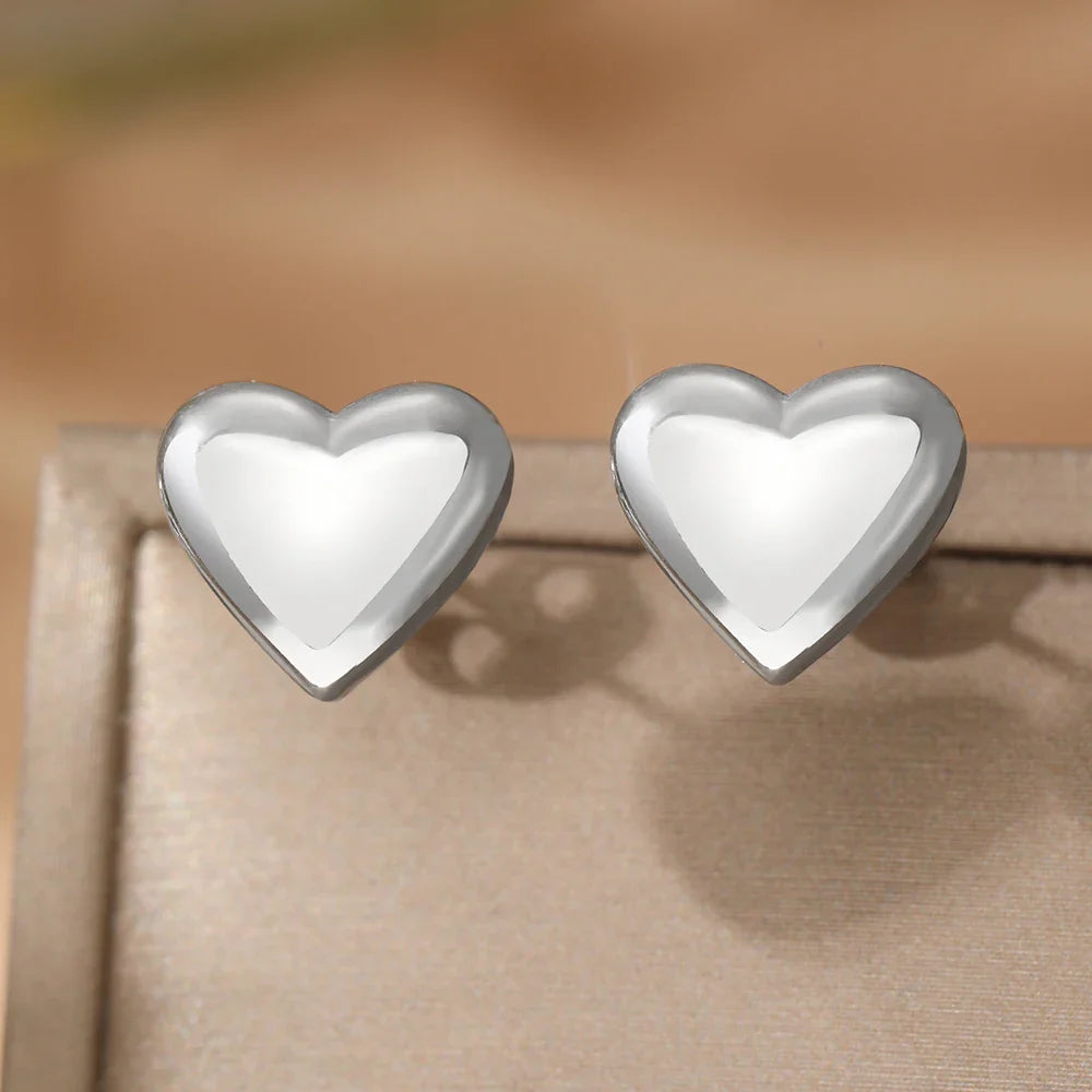 Stainless Steel Earrings Cubic Peach Heart Stud High-end Sense Ornate Earring For Women Jewelry Banquet Anniversary Gifts New