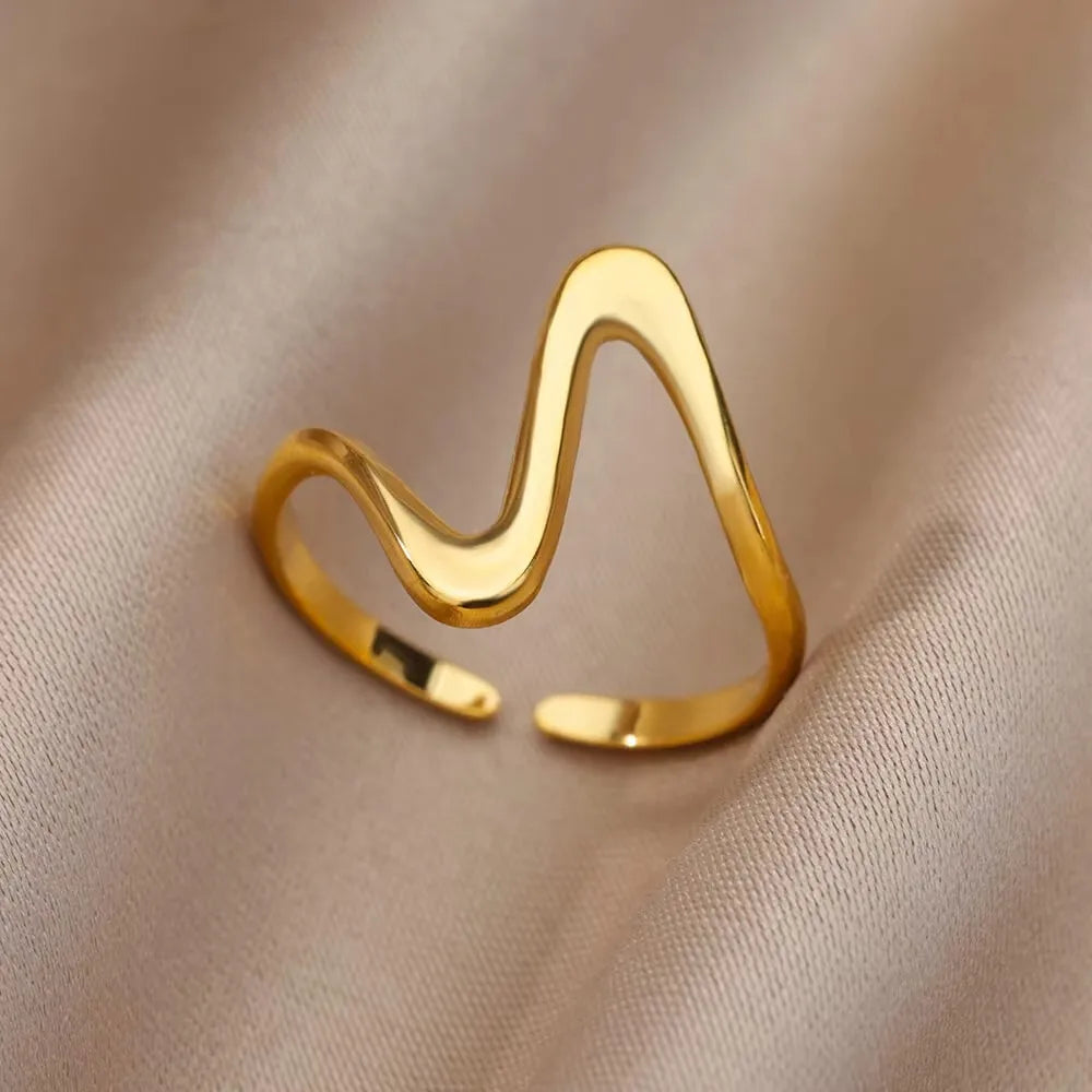 Minimalist Stainless Steel Rings For Women Gold Color Adjustable Finger Rings Fashion Wedding Waterproof Jewelry Gift
