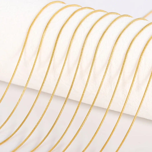 10pcs Punk Stainless Steel Round Snake Necklace for Men Women Water Wave Chain 0.9mm Width Link Chain Choker Tone Metal Neckalce