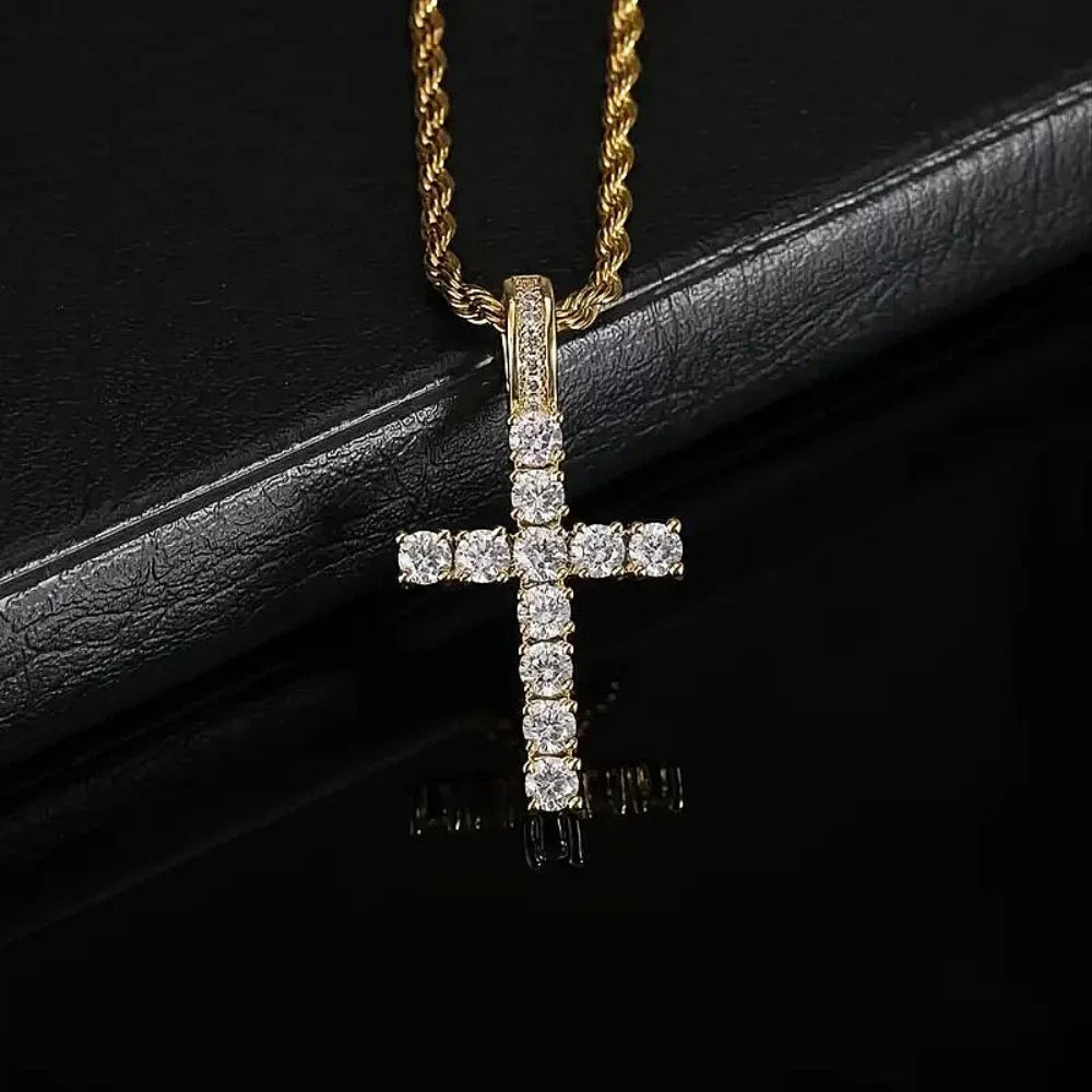 Huitan 60Cm Twisted Chain Long Necklace for Women/Men Fashion Luxury Cubic Zirconia Cross Pendant Necklace Gift Love Accessories