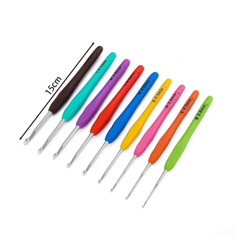 1pc Crochet Hooks Hand Knitted Crochet Colorful Rubber Handle Knitting Ergonomics Handle DIY Jewelry Making Crochet
