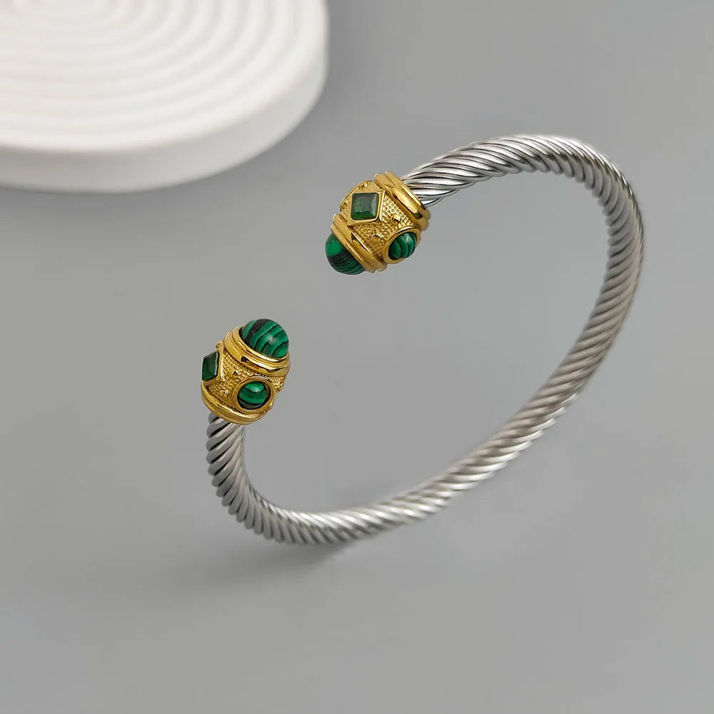 Original steel wire twist sapphire stainless steel women's bracelet, waterproof and rust-free, couple bracelet