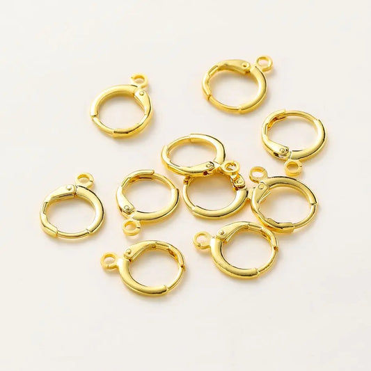 10pcs 14K 18K Gold Plated Brass France Blank Round Opening Earing Hook Ear Pendant Clips Loop For DIY Jewelry Making Findings