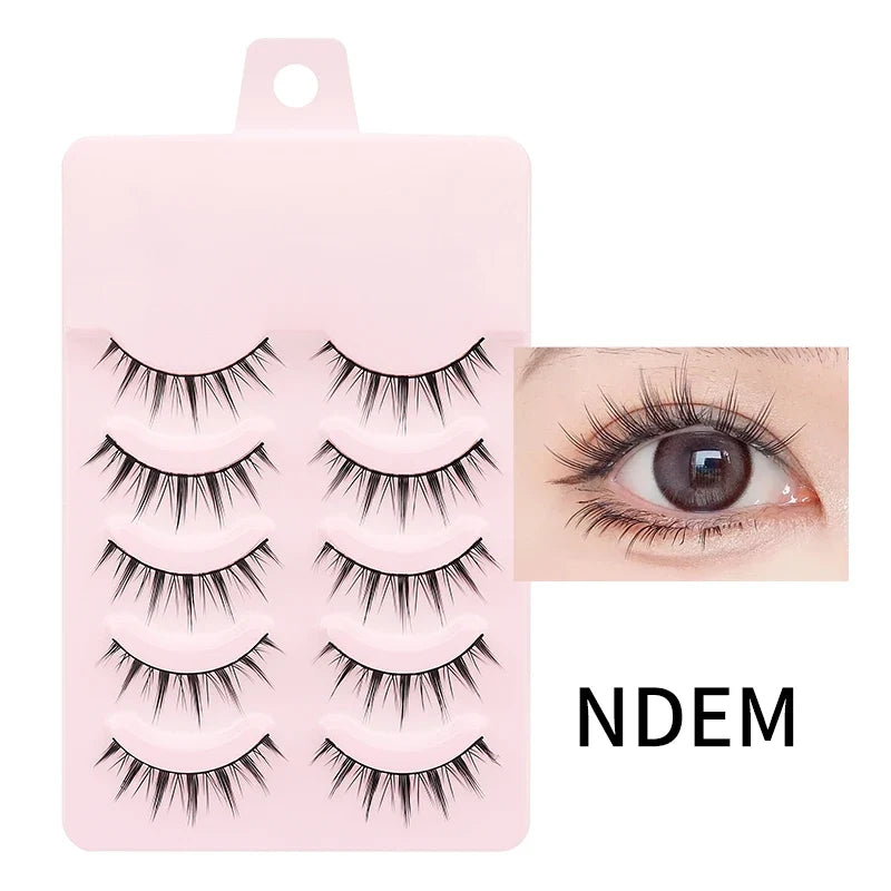 DINGSEN 5 Pairs Manga Lashes Eyes Lashes Soft Natural Long Eyelashes Fake Lashes Anime Wispy Strip False Eyelashes Makeup