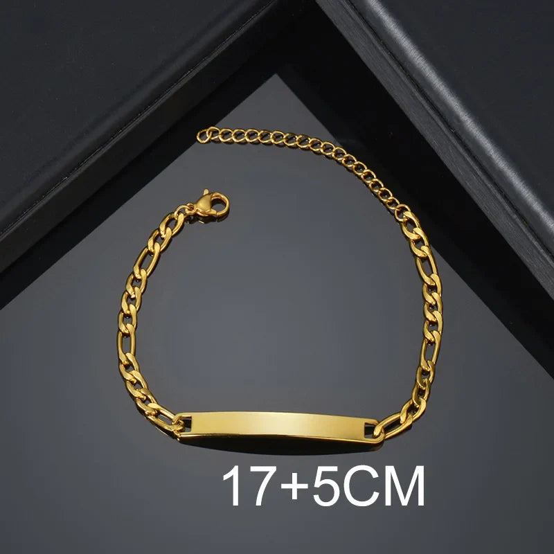 Bluelory Personalized Bracelet For Men Women Stainless Steel Multi Styles Blank Nameplate Heart Bracelet Party Jewelry Gift