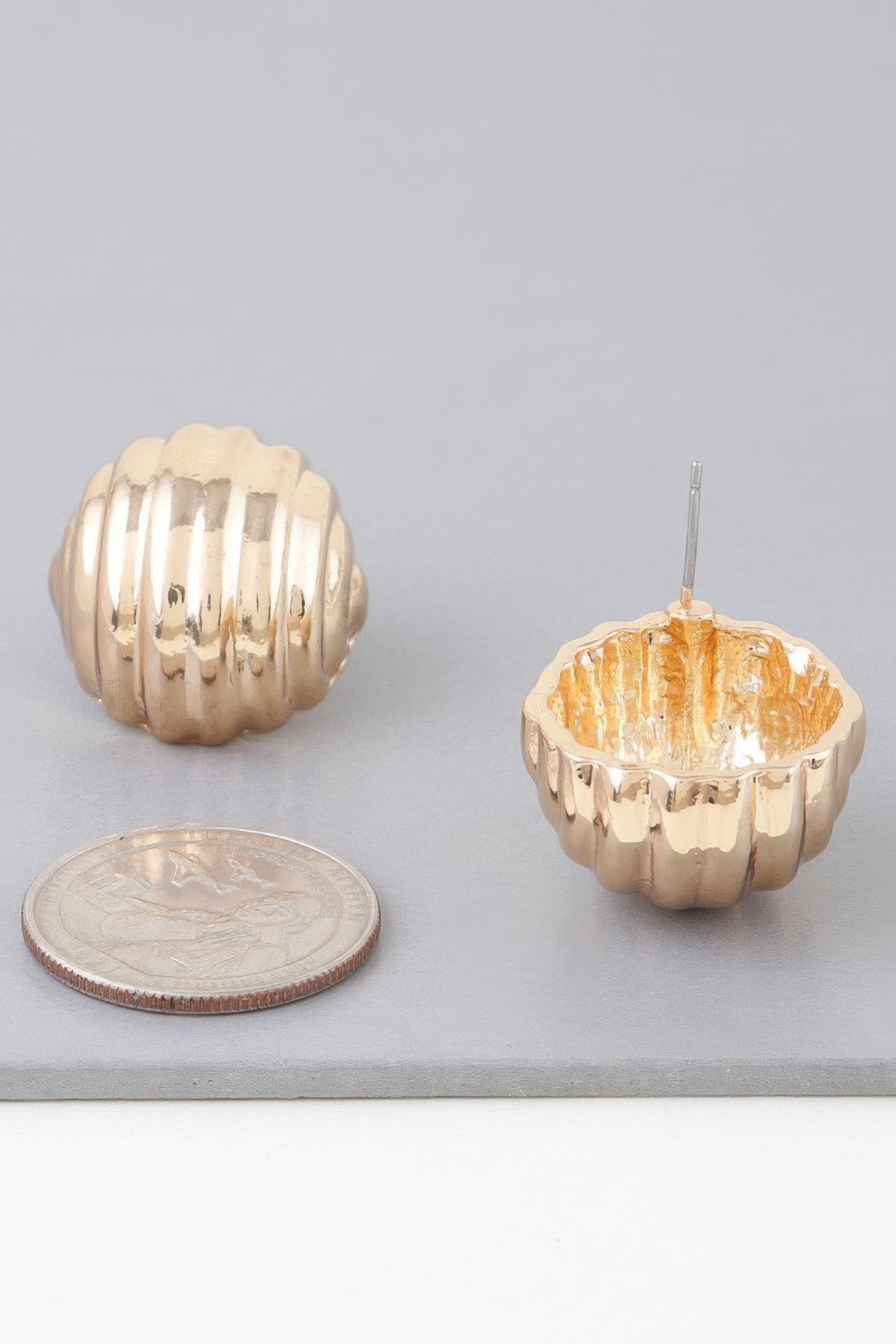 Multi Ribbed Dome Earrings
