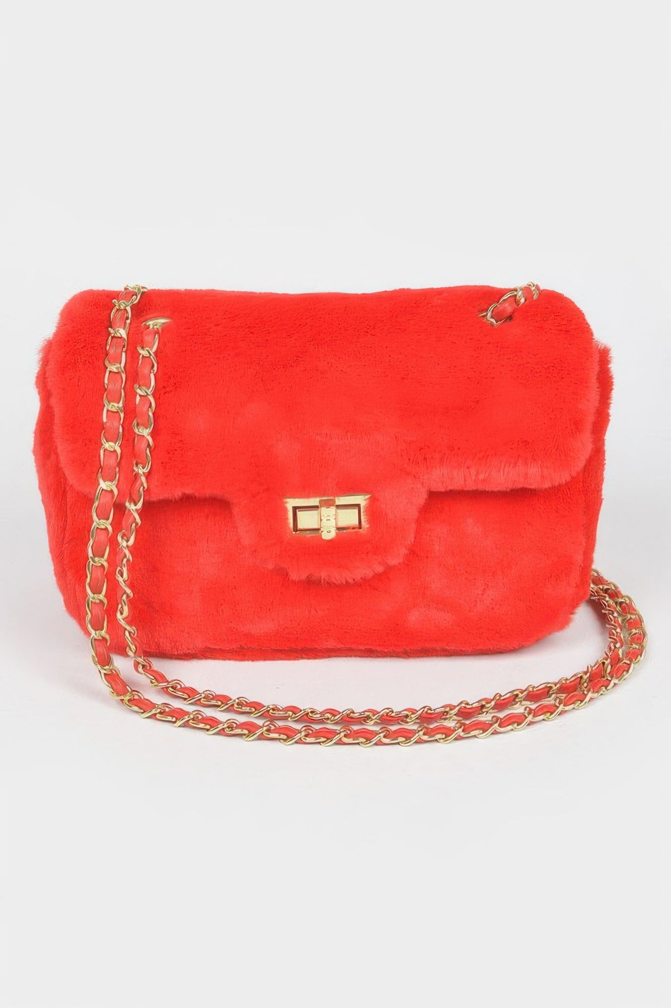 Faux Wool Flap Shoulder Bag