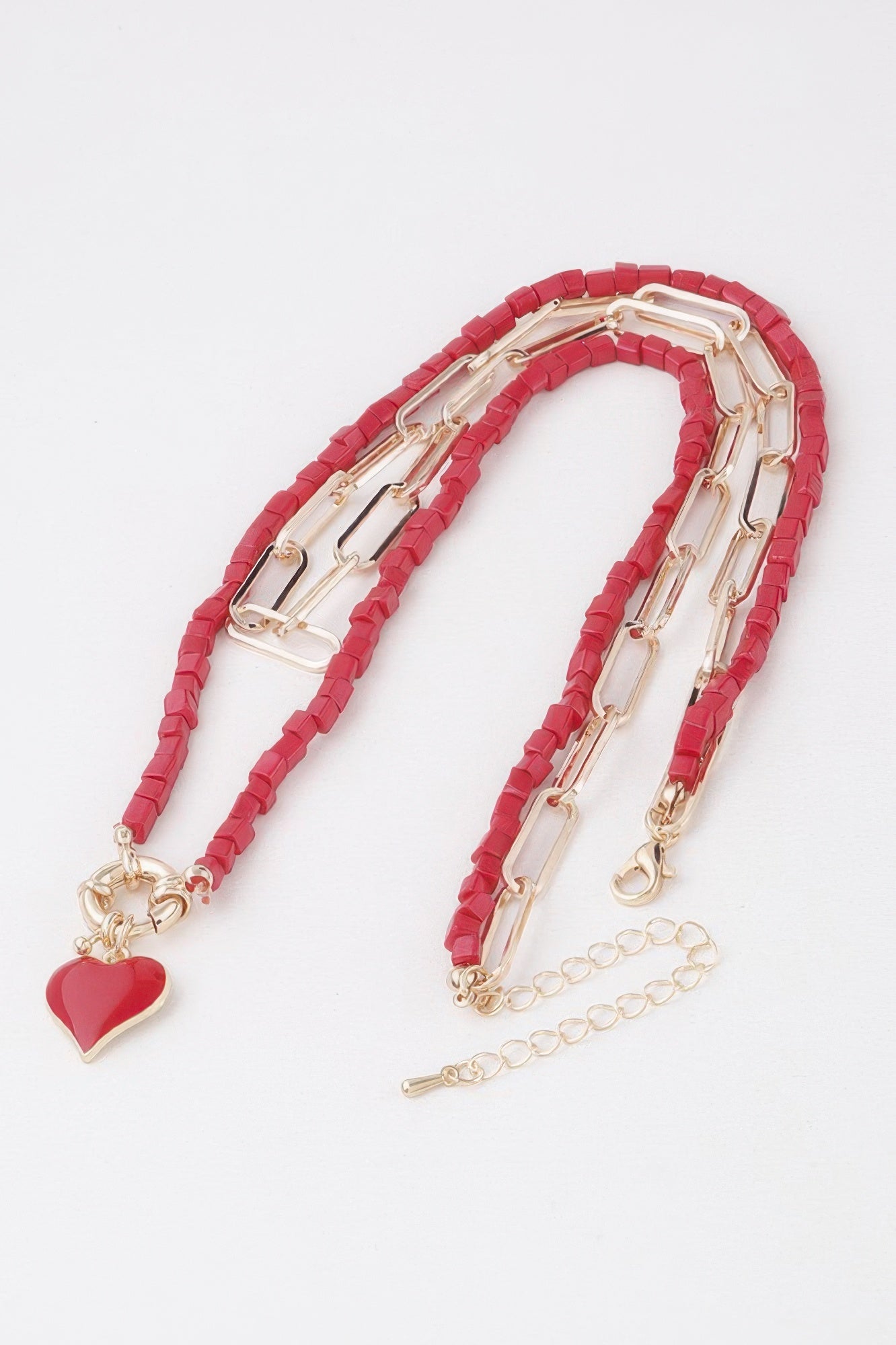 Beaded Heart Chain Necklace