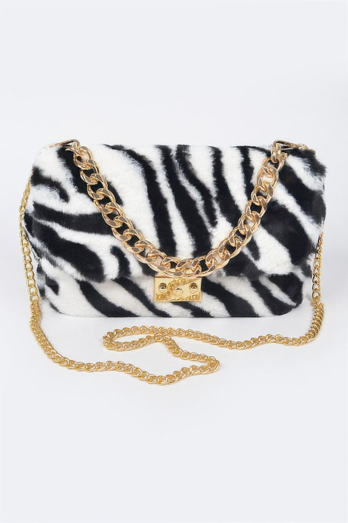Faux Zebra Fur Shoulder Bag