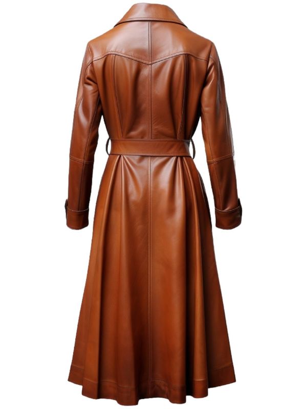 Women’s Brownish Tan Leather Coat – Stylish & Elegant