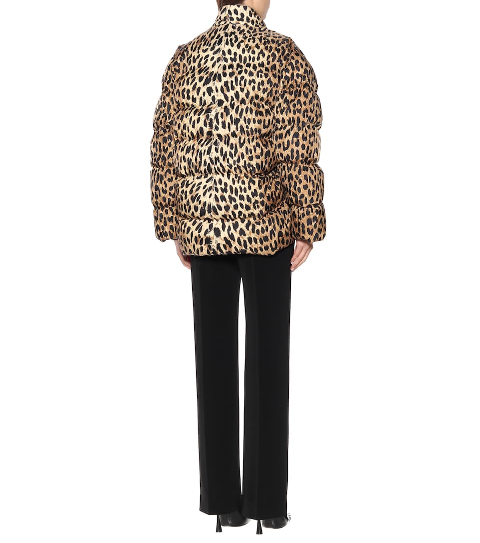 Women’s Faux Fur Leopard Leather Puffer Jacket