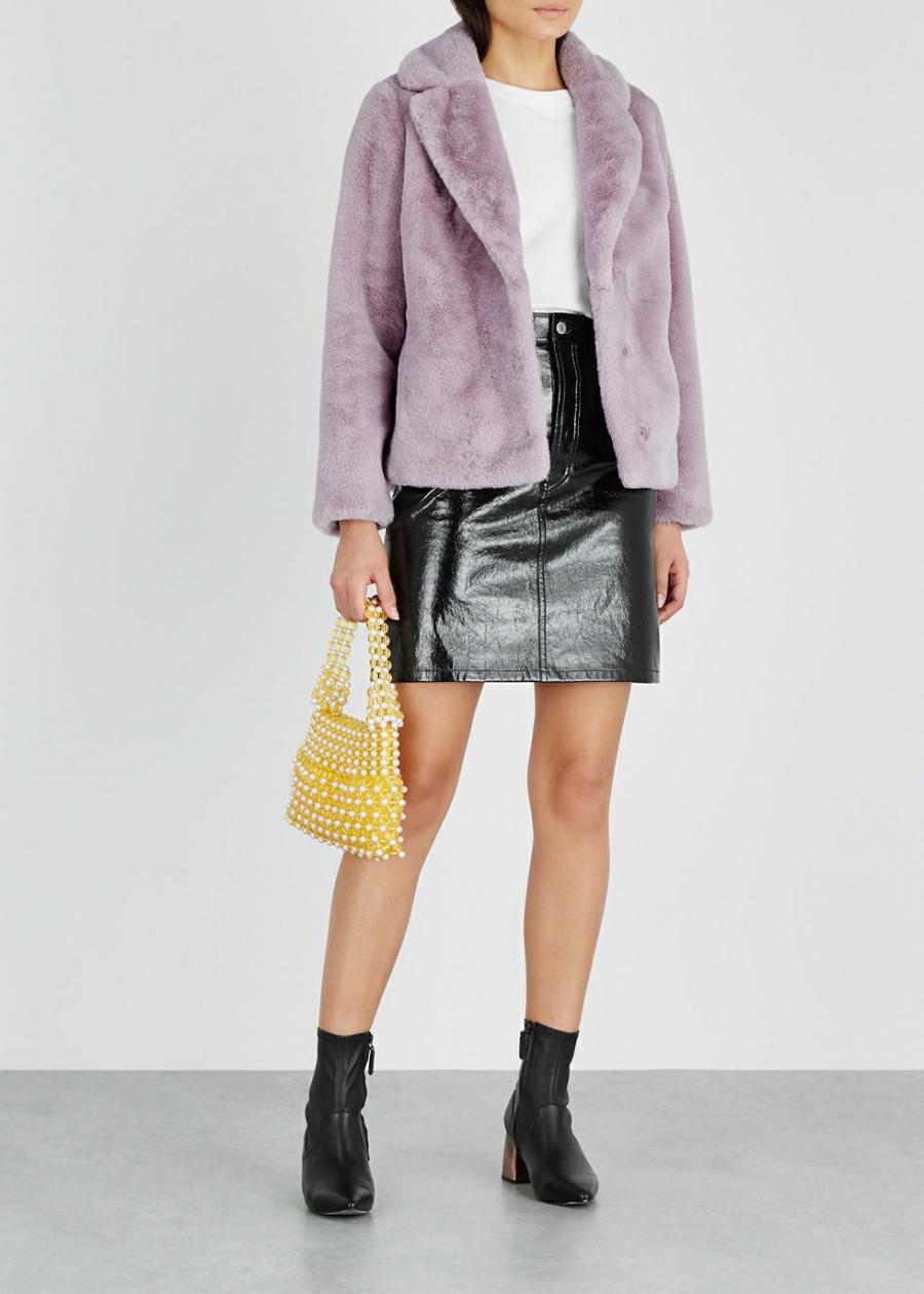Women’s Stand Lavender Purple Fur Jacket