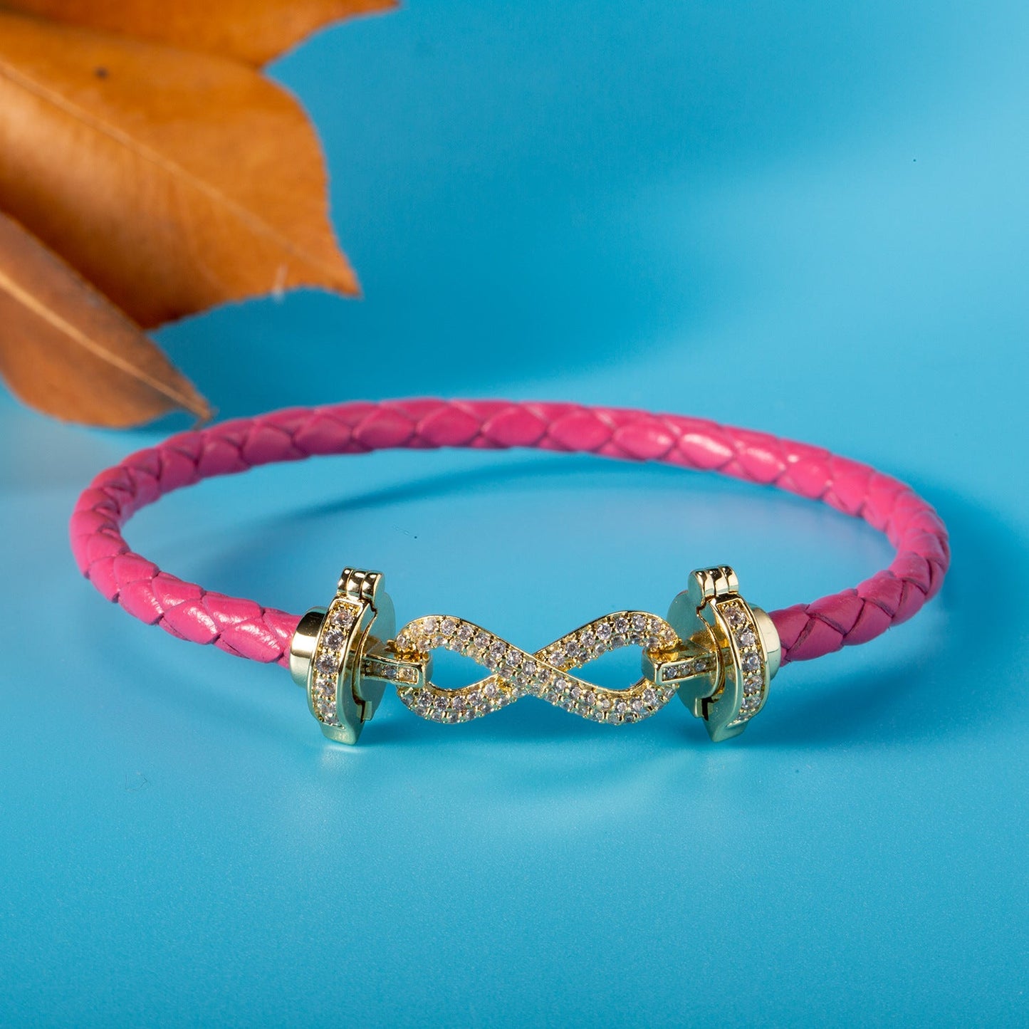 Eight-character Clasp Braided Leather Cord Bracelet