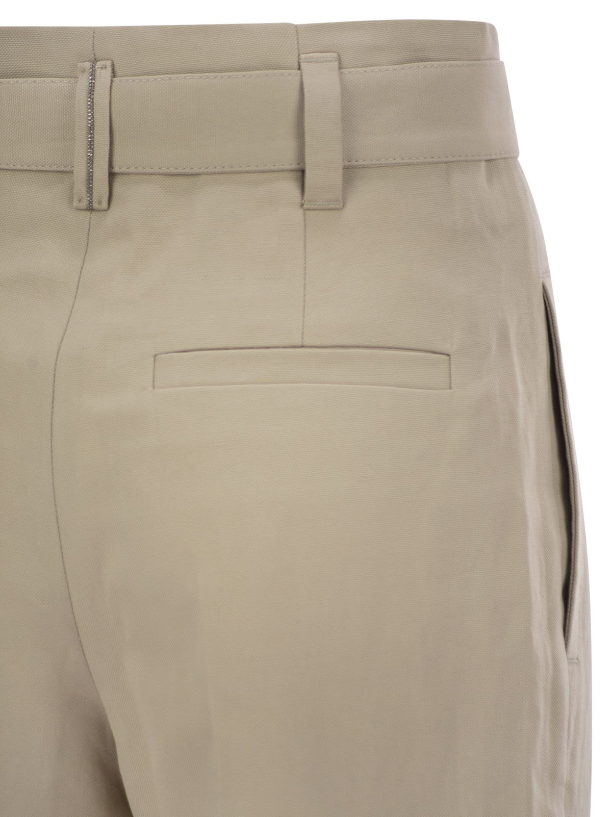 Brunello Cucinelli Women Brunello Cucinelli Women Cotton Linen Canvas Corset Cigarette Trousers With Jewellery