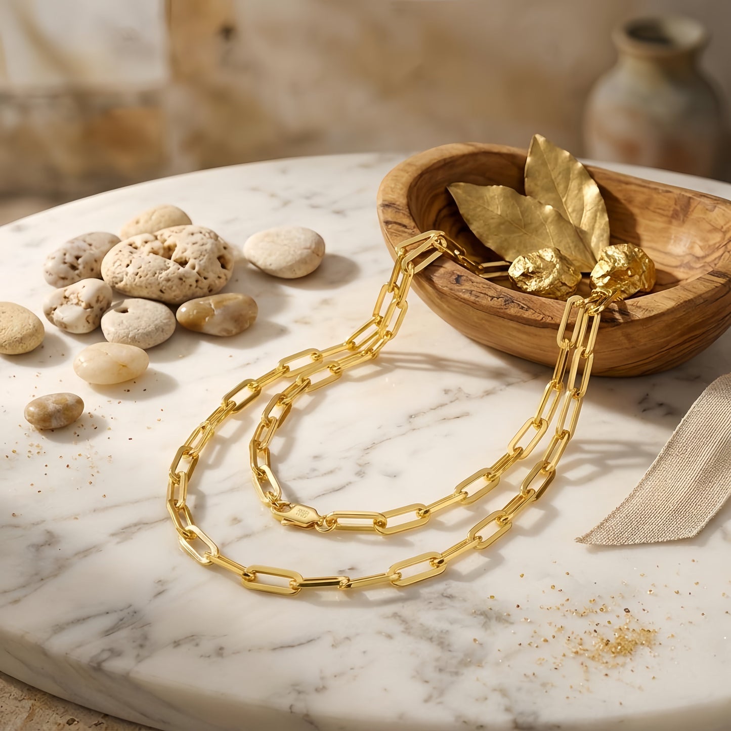 925 Sterling Silver Gold-Plated Sterling Chunky Paperclip Chain Necklace - Italian Craftsmanship