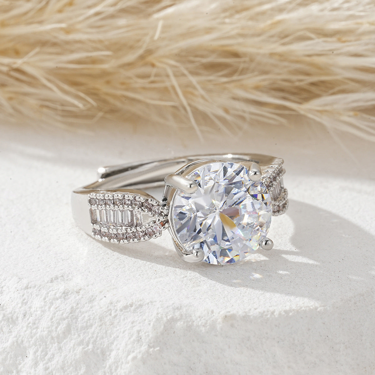 Women's Open Ring With Colorful Zircon
